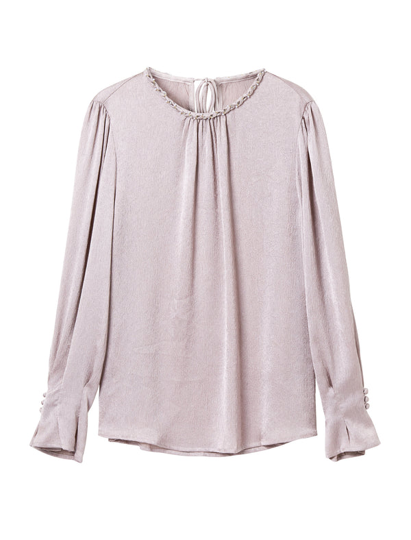 Embellished Neckline Textured Top
