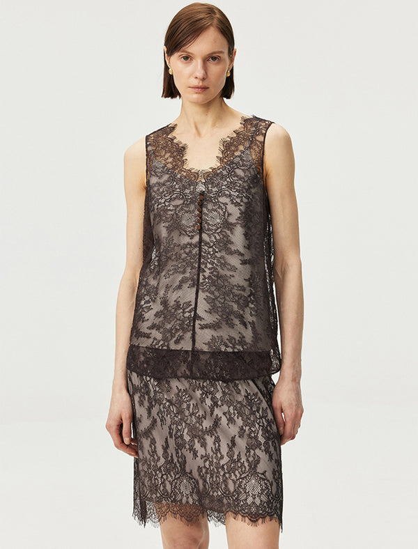 Sheer Lace Sleeveless Top