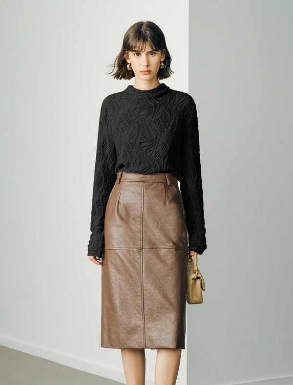 Textured Mock Neck Top