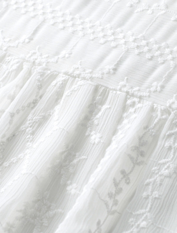 Lace Round Neck Button Front Blouse