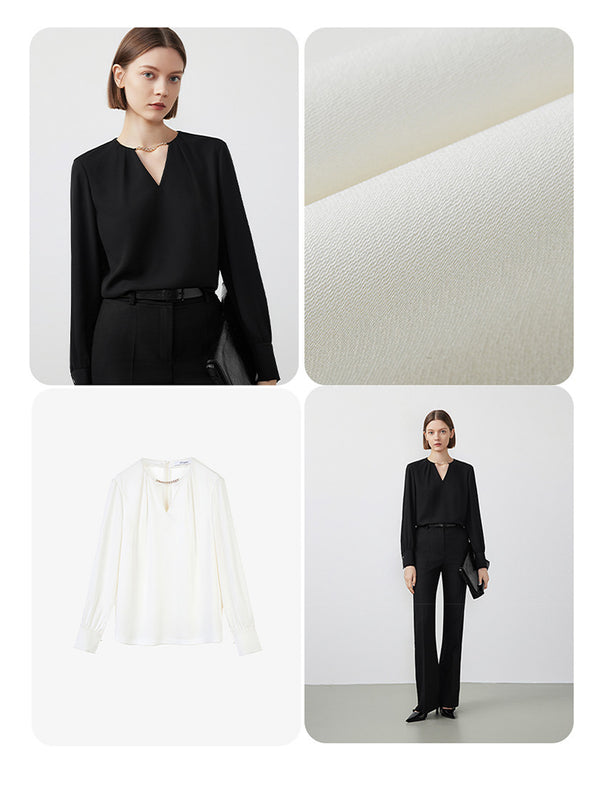 Chain Detail V-Neck Blouse