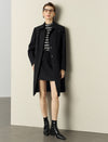 Black Stand-Collar Single-Breasted Trench Coat