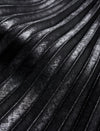 Black Metallic Pleated Midi Skirt