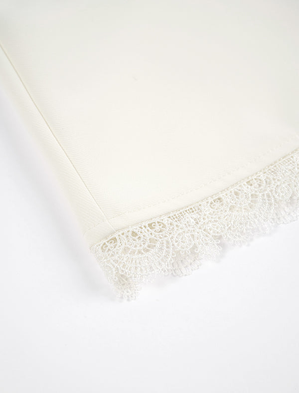 Lace Trim A-Line Midi Skirt