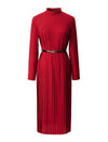 Mock Neck Pleated Midi Dress