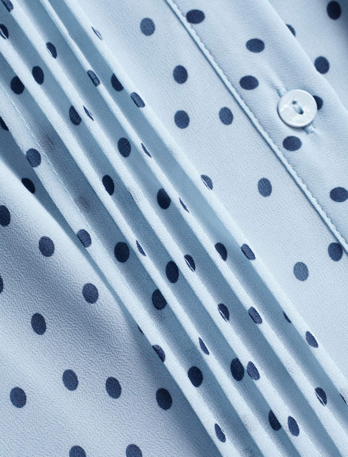 Light Blue Polka Dot Pleated Midi Dress