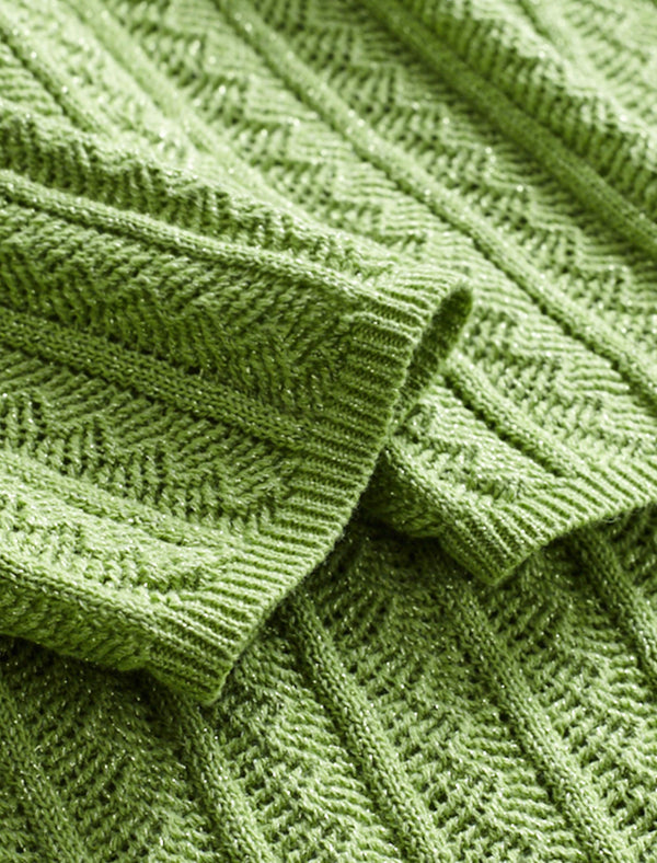 Ribbed Pattern Long Sleeve Knit Top