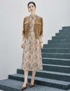 Retro Jacquard V-Neck Wool Blend Knit Cardigan