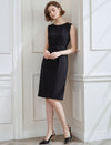 Solid Color Self-Belt Sleeveless Dress
