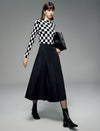 Pleated A-Line Midi Skirt