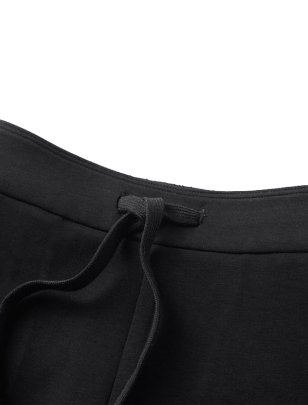 Stylish Black Drawstring Wide Leg Pants