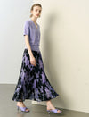 Abstract Brushstroke Print Fishtail Midi Skirt