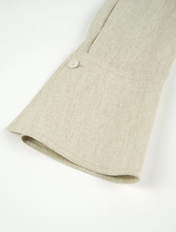 Linen Blend Tie-Neck Blouse