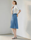 Solid Color Pleated A-Line Skirt