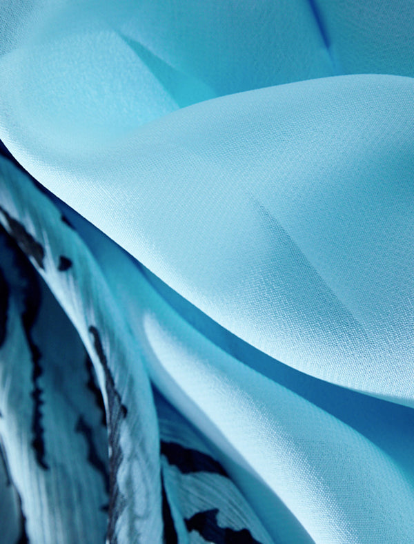 Ruffle Detail Zebra-Print Sheer Blouse