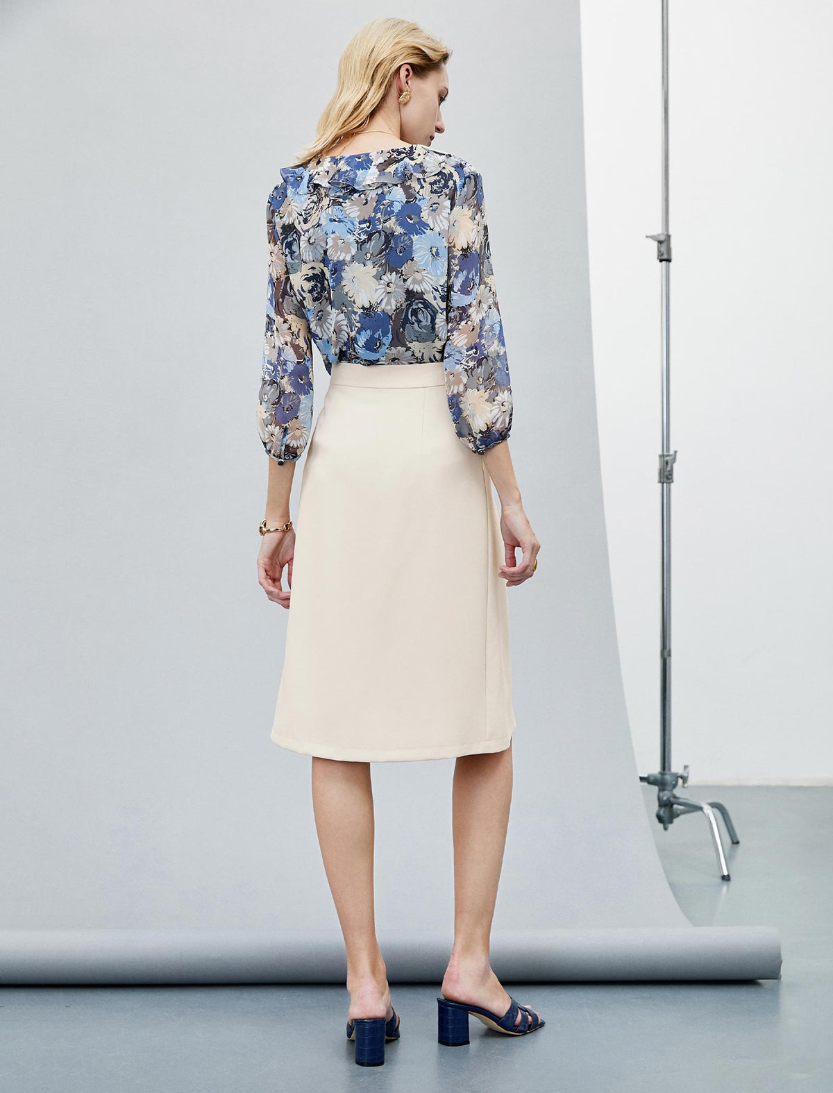 High-Waisted Slit A-Line Skirt