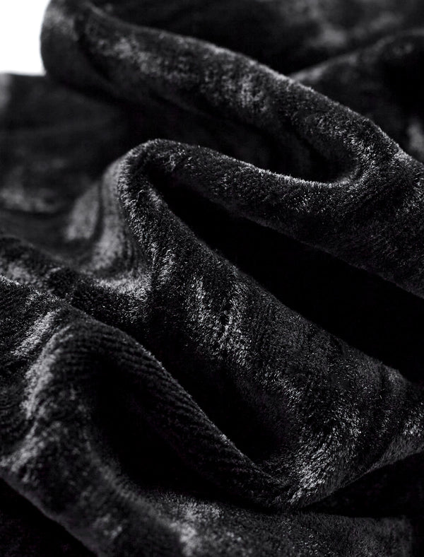 Black Velvet Embellished Button-Up Top