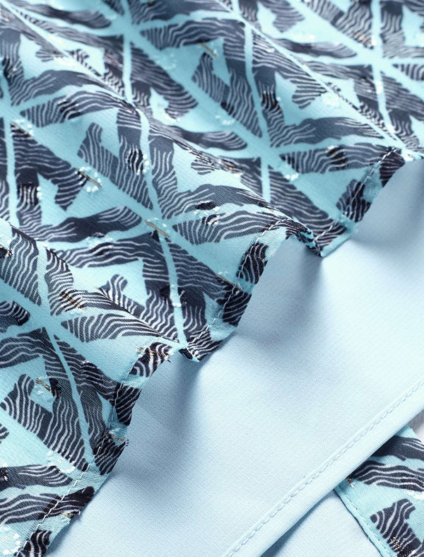 Geometric Print Bow Tie Blouse