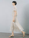 White Floral Lace Cropped Short Sleeve Top