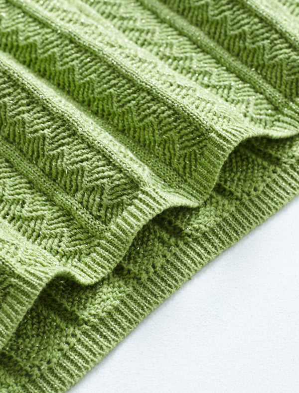 Ribbed Pattern Long Sleeve Knit Top