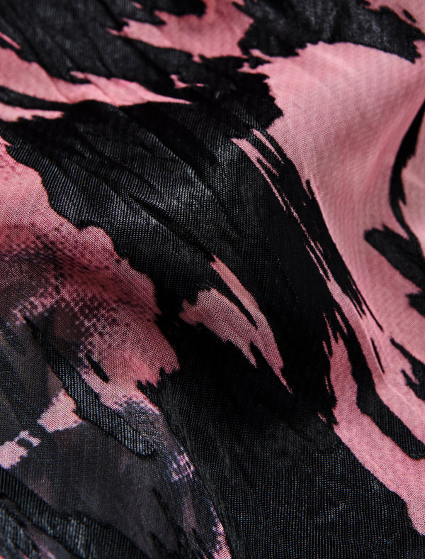 Abstract Brushstroke Print Fishtail Midi Skirt