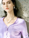 Lavender Cable-Knit Cardigan