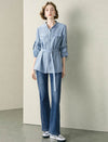 Tencel Blend Textured Belted Shirt