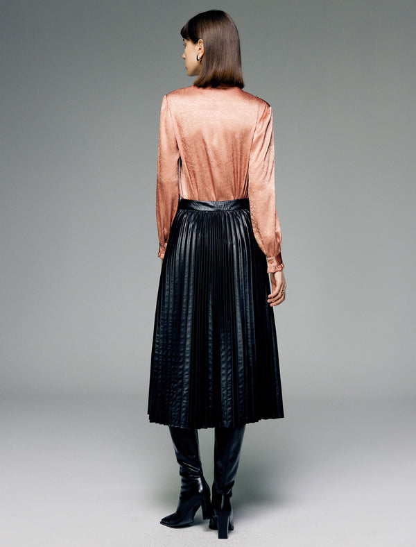 V-Neck Tie-Waist Long-Sleeve Blouse