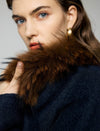 Wool Blend Plush-Collar Open-Front Cropped Jacket