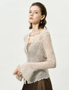 Sheer Knit Flared Sleeve Cardigan