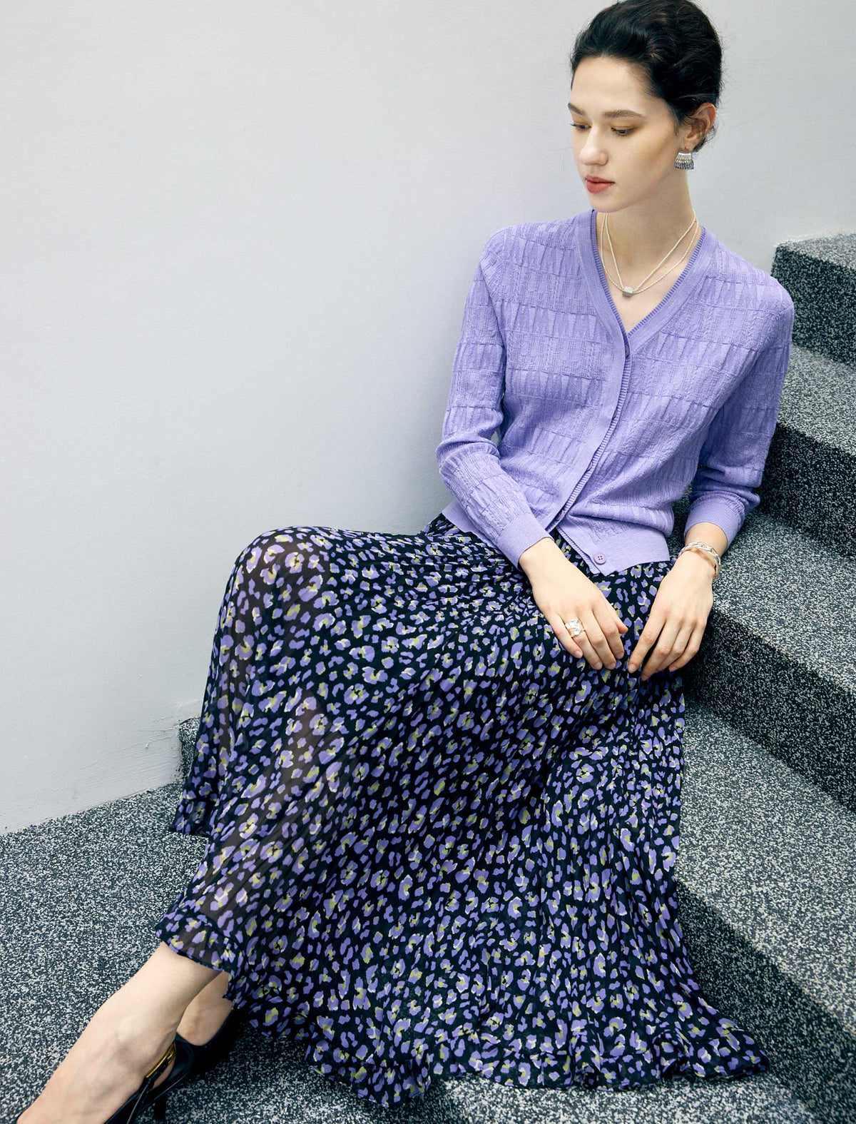 Floral Print A-Line Midi Skirt