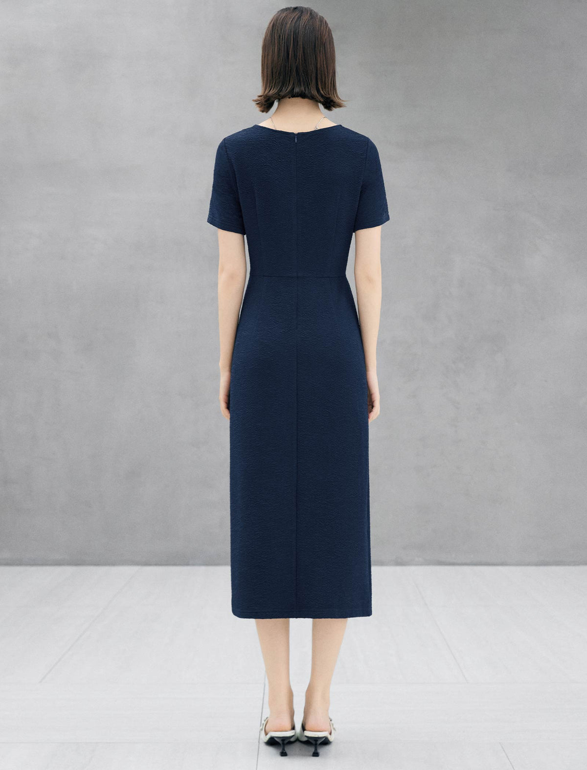 Knot-Waist Textured Maxi Dress