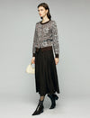Wool Blend High-Waist Pleated A-Line Midi Skirt
