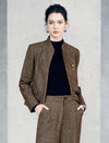 Wool Blend Mandarin Collar Cropped Jacket
