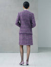 Wool Blend Textured Braided Trim Open-Front Jacket