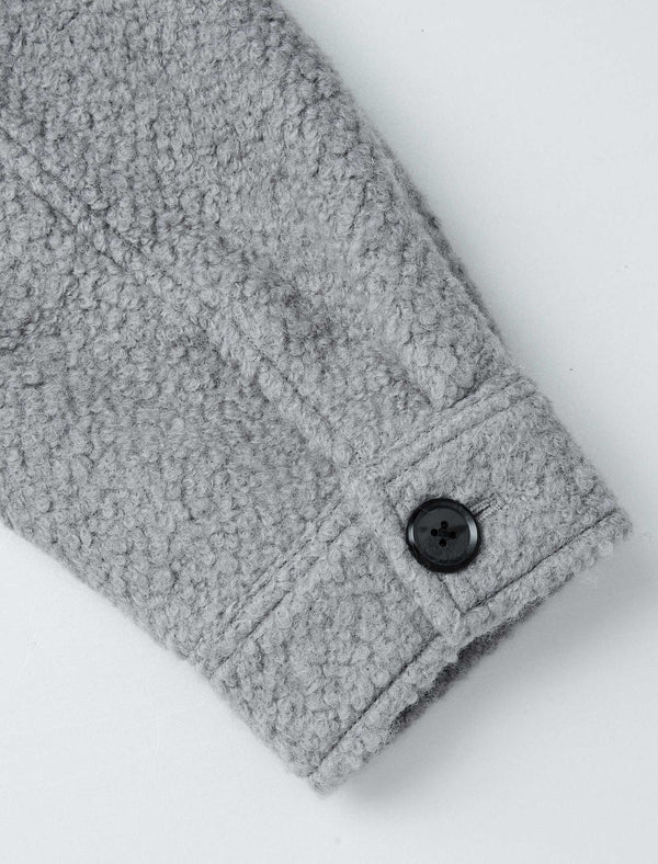 Teddy Fleece Wool-Blend High-Neck Zip Jacket