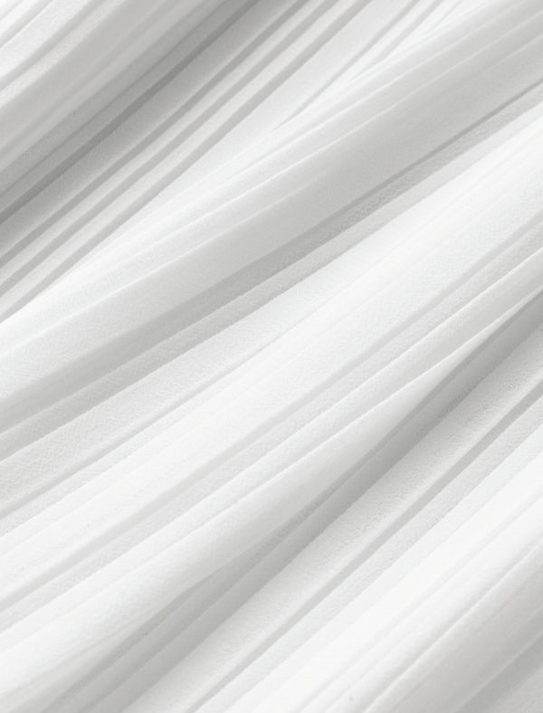 Frill Mock Neck Semi-Sheer Sleeve Blouse