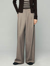 Wool Blend Pleated High-Waist Wide-Leg Pants