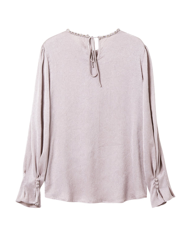 Embellished Neckline Textured Top