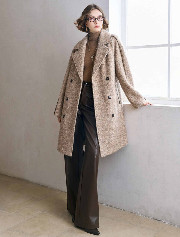 Tweed Wool-Blend Double-Breasted Coat