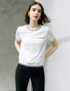 Contrast Trim Textured Knit Top