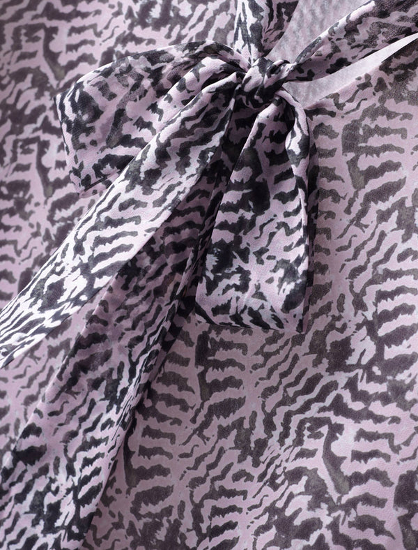 Bow Tie Detail Ruffle Sleeve Blouse