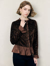 Embellished Peplum Long Sleeve Top