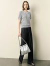 Beaded Open-Knit Short Sleeve Knit Top