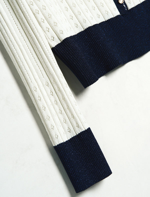 Contrast Bow Detail Knit Cardigan