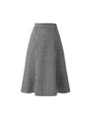 Wool Blend Plaid A-Line Skirt