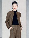 Wool Blend Mandarin Collar Cropped Jacket