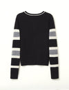 Black White Striped Loose Knit Sweater