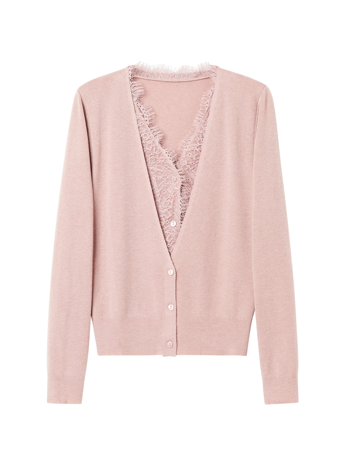 V-Neck Lace Detail Cardigan