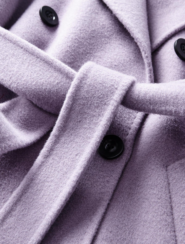 100% Wool Purple Double-Faced High-End Coat